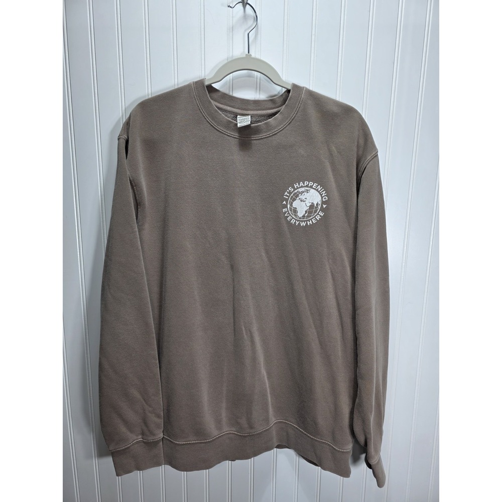 Independent Trading Co Brown Crewneck Sweatshirt Size Large Graphic Back Print